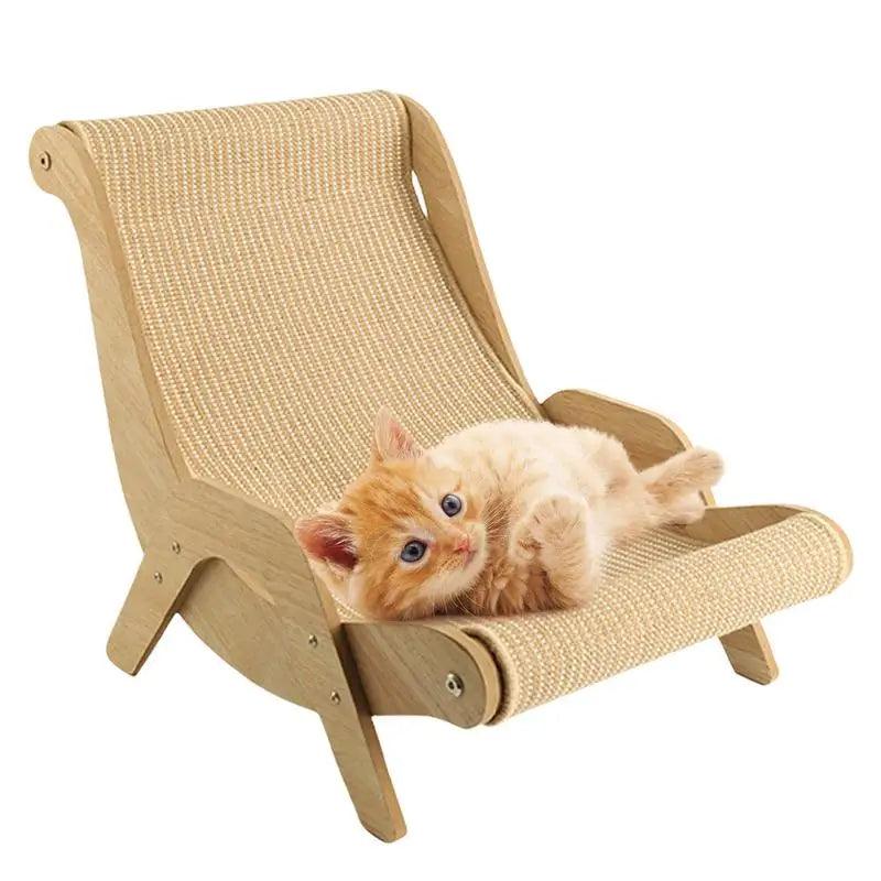 Chaise Lounge en Bois Sisal pour Chats | Meuble grattage multifonctionnel pour animaux de compagnie