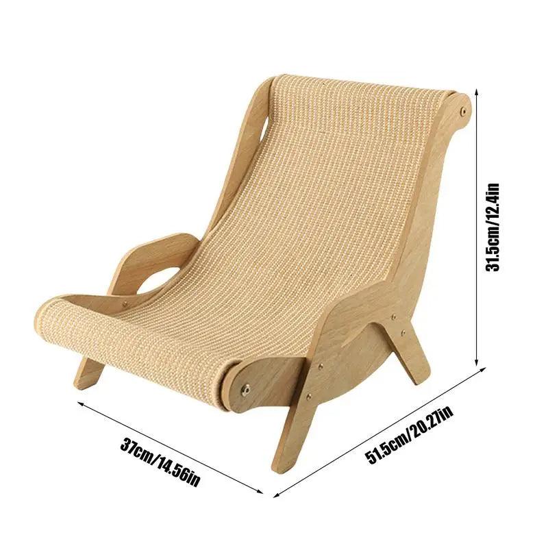 Chaise Lounge en Bois Sisal pour Chats | Meuble grattage multifonctionnel pour animaux de compagnie