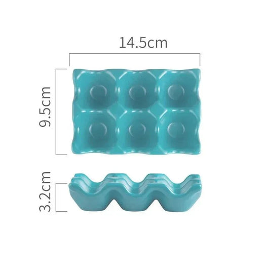 Plateau à œufs en céramique avec six compartiments