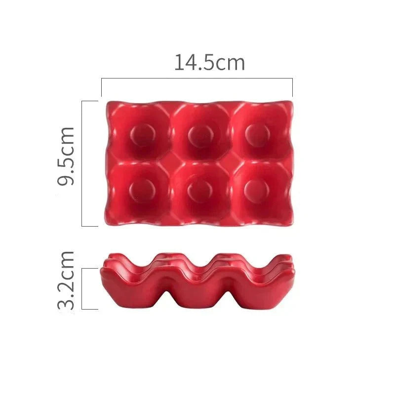 Plateau à œufs en céramique avec six compartiments