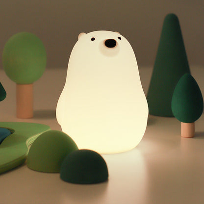 Lampe de nuit LED en silicone blanc ours squishable - Cadeau parfait pour les enfants et les filles