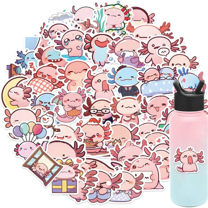 50 Pcs Autocollants Axolotl Idée Cadeau Imperméable