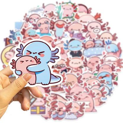 50 Pcs Autocollants Axolotl Idée Cadeau Imperméable