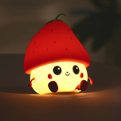 Lampe de nuit LED en silicone squishy fraise - Cadeau parfait pour les enfants et les filles