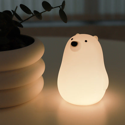 Lampe de nuit LED en silicone blanc ours squishable - Cadeau parfait pour les enfants et les filles
