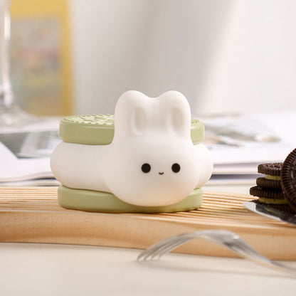 Lampe de nuit LED en silicone squishy Cookie Bunny - Cadeau parfait pour les enfants et les filles
