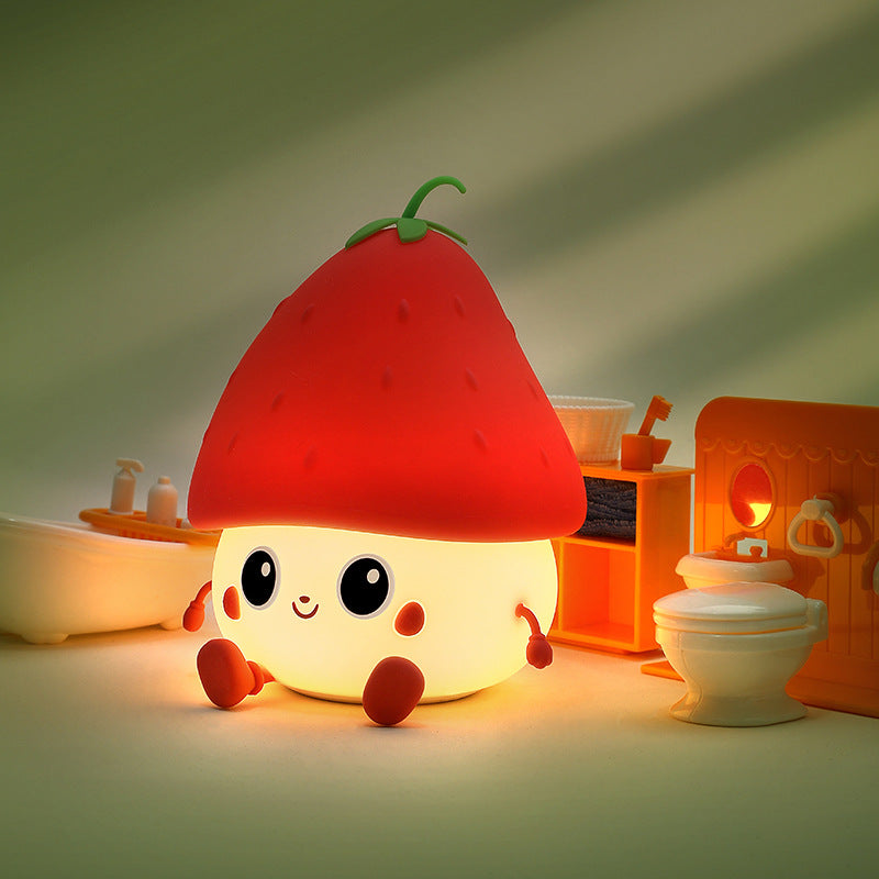 Lampe de nuit LED en silicone squishy fraise - Cadeau parfait pour les enfants et les filles