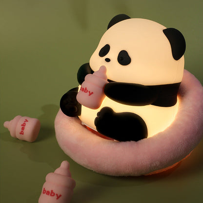 Quietsilicone Lampe de nuit LED Panda à boire du lait - Cadeau parfait pour les enfants et les filles