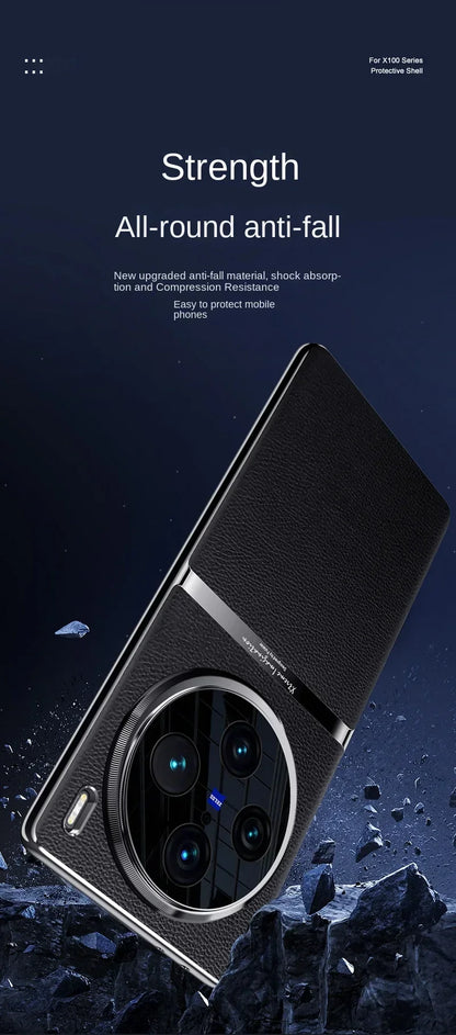 Étui de téléphone en cuir design MagSafe de luxe pour VIVO X100 Ultra X100S Pro X90 X90S, charge sans fil magnétique, couverture anti-choc