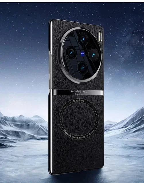 Étui de téléphone en cuir design MagSafe de luxe pour VIVO X100 Ultra X100S Pro X90 X90S, charge sans fil magnétique, couverture anti-choc