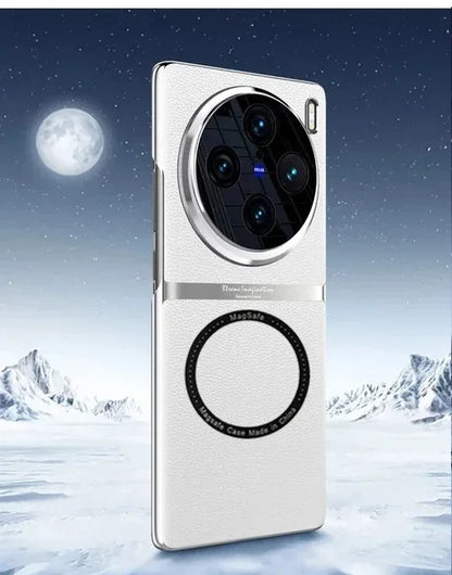 Étui de téléphone en cuir design MagSafe de luxe pour VIVO X100 Ultra X100S Pro X90 X90S, charge sans fil magnétique, couverture anti-choc