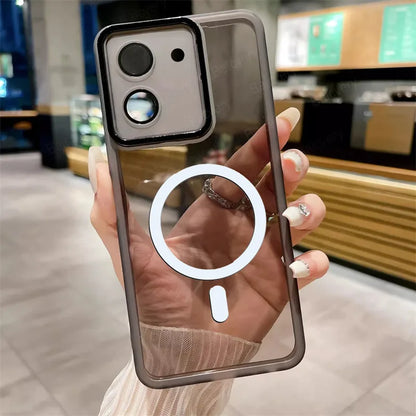 Coque opaque mate en silicone luxe MagSafe pour VIVO Y27S 4G Y36 5G lentille de caméra charge sans fil anti-choc