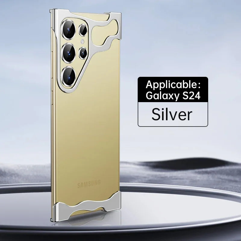 Coque en alliage de luxe respirante sans cadre MagSafe pour Samsung Galaxy S24 S23 Plus Ultra protection métallique de charge sans fil refroidissement