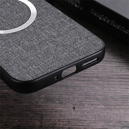 Coque texturée de charge sans fil Magsafe de luxe pour Google Pixel 9 Pro Fold 2 6A 7A 8A 7 8 Pro design en lin protection antichoc arrière