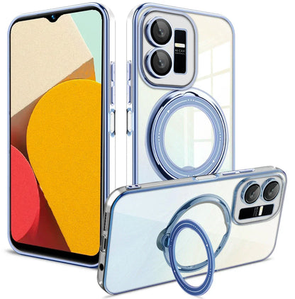 Coque de Plating MagSafe de luxe avec support en anneau pour VIVO S17 V29 Y35 Y22S Y20S Y20 Y17 Y16 Y15 Y12S Y12A Y12 Y11 Y02S Couverture anti-choc Charge sans fil