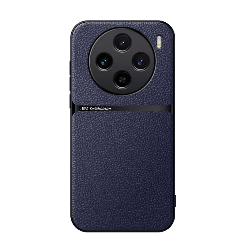 Coque de téléphone en cuir design de charge sans fil Magsafe de luxe pour VIVO X100 X90 X80 X70 X60 Pro S17 Y78 Plus coque arrière avec pare-chocs magnétique