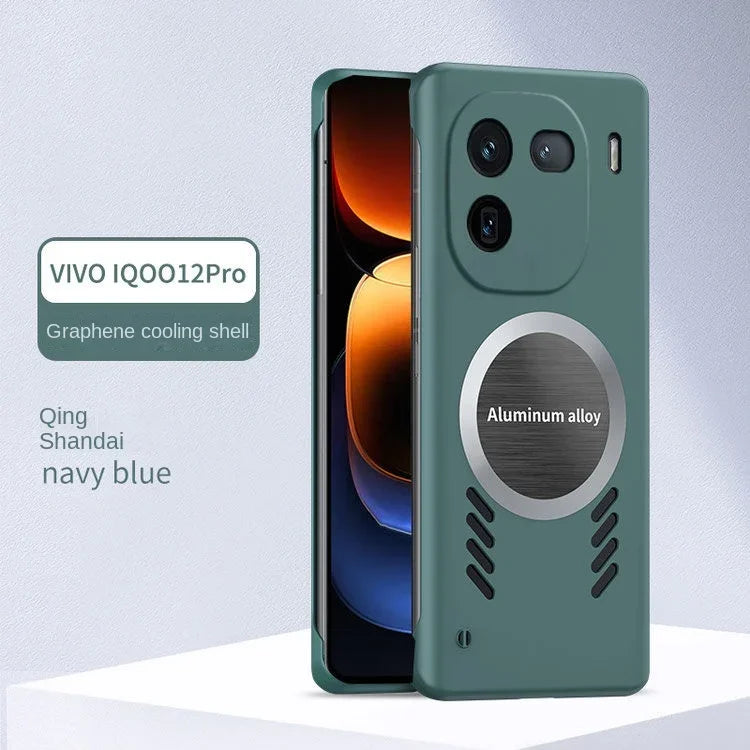 Étui de dissipation de chaleur MagSafe de luxe pour VIVO IQOO 12 Pro, coque magnétique slim de protection pour charge sans fil