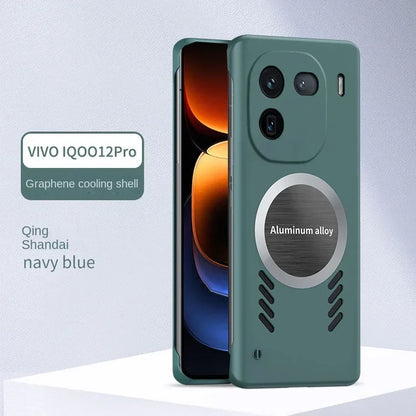 Étui de dissipation de chaleur MagSafe de luxe pour VIVO IQOO 12 Pro, coque magnétique slim de protection pour charge sans fil