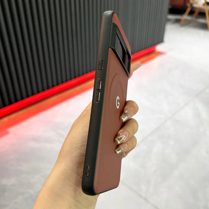 Coque de conception en cuir MagSafe de luxe pour Google Pixel 8 8Pro 8a 7 7Pro 7a Chargement sans fil Souple arrière en PU