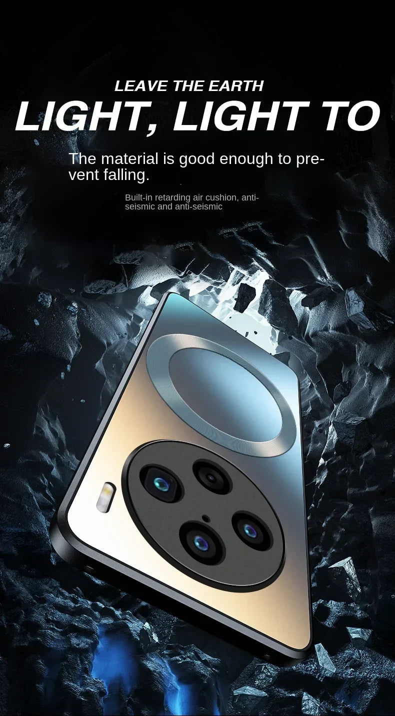 Étui de chargement sans fil MagSafe froissé mat de luxe pour VIVO X100 Pro, couverture brillante en paillettes