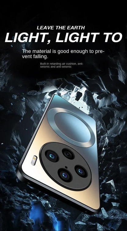 Étui de chargement sans fil MagSafe froissé mat de luxe pour VIVO X100 Pro, couverture brillante en paillettes