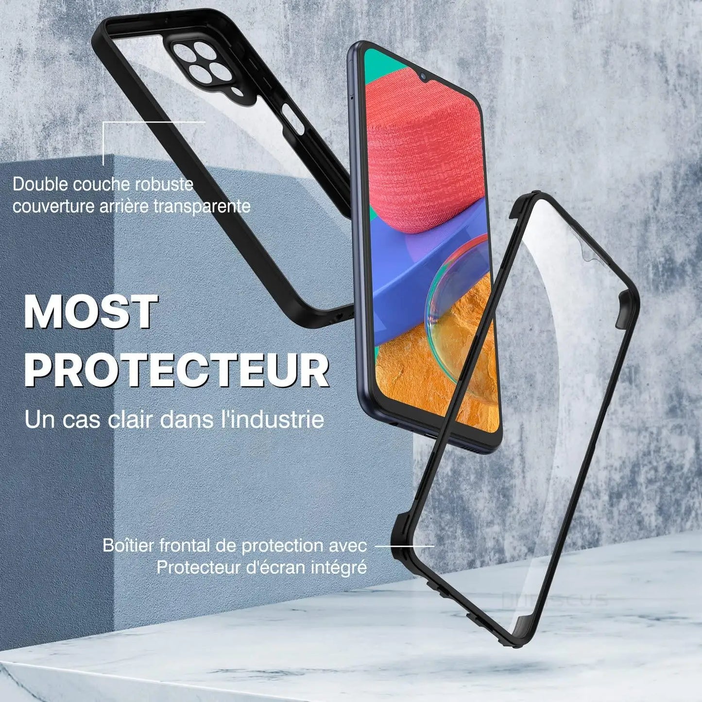 Coque 360 Degrés Pour Samsung Galaxy M33 M53 5G A12 M32 A22 M22 M52 M12 A02 A21S A10S A20S A30 Transparent Protection