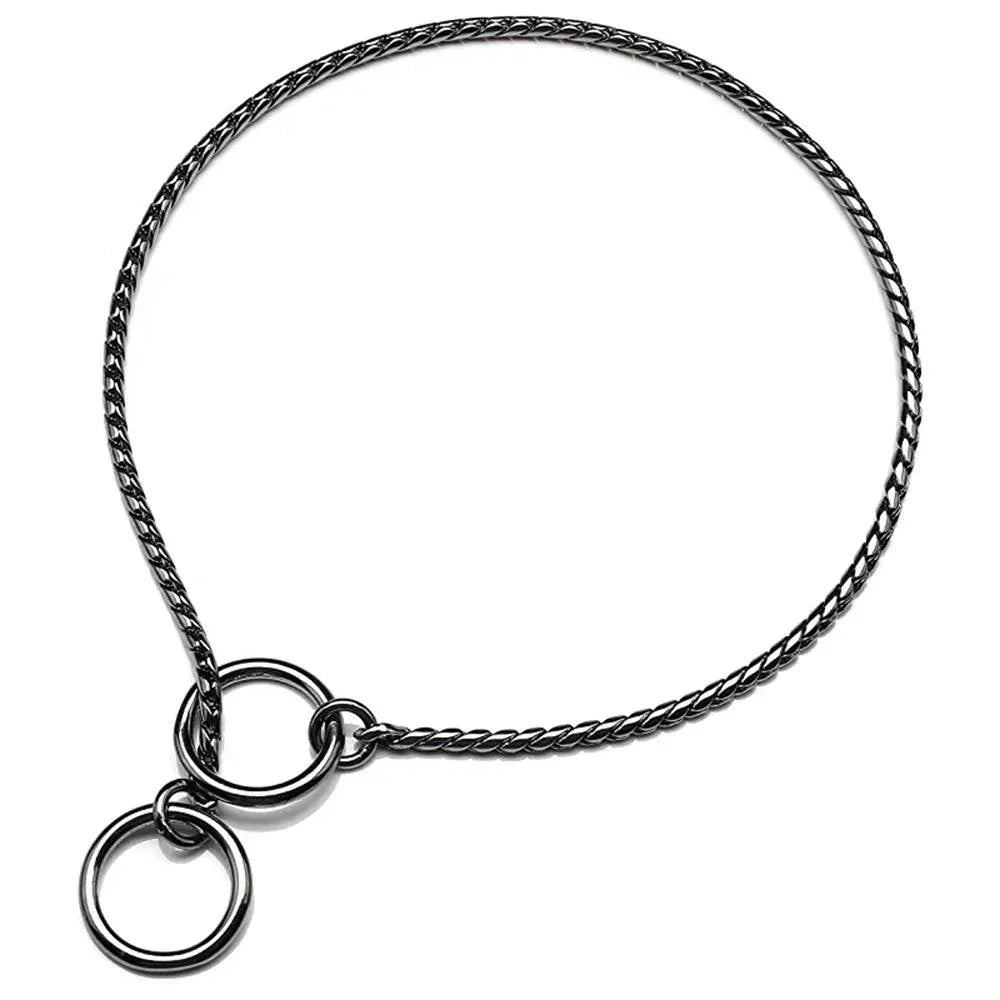 Collier de chien avec chaîne serpent, en acier inoxydable, chaînes en métal pour animaux de compagnie, collier d'entraînement pour exposition canine, collier pour chiot avec maillons cubains