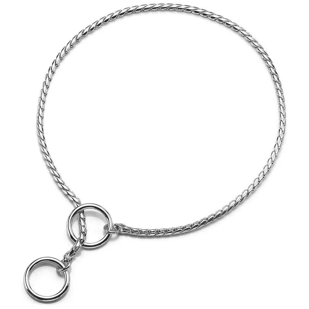 Collier de chien avec chaîne serpent, en acier inoxydable, chaînes en métal pour animaux de compagnie, collier d'entraînement pour exposition canine, collier pour chiot avec maillons cubains