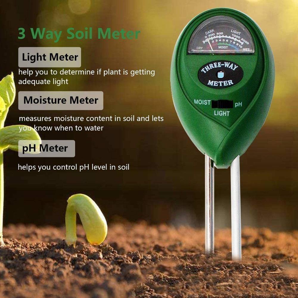 Floroux appareil de mesure du sol 3-en-1 | Testeur d'humidité, de lumière et de pH | Sans batterie pour jardin et plantes