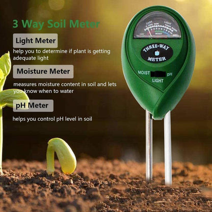 Floroux appareil de mesure du sol 3-en-1 | Testeur d'humidité, de lumière et de pH | Sans batterie pour jardin et plantes
