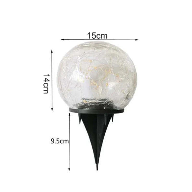 Floroux Solar Glass Lights | Waterproof Outdoor Lighting | Decorative Cracked Glass Ball for Garden & Terrace