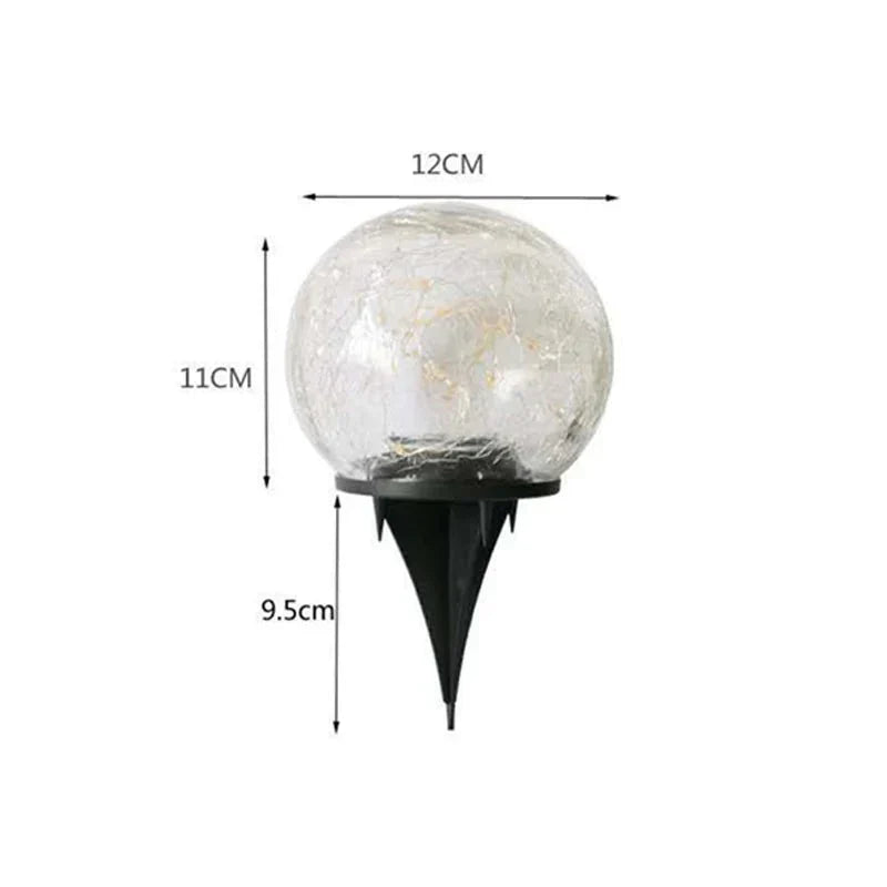 Floroux Solar Glass Lights | Waterproof Outdoor Lighting | Decorative Cracked Glass Ball for Garden & Terrace