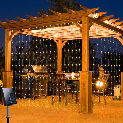 Floroux Solar LED Light Curtains | Waterproof for Outdoor | Light Garlands for Garden & Terrace | Decoration for Wedding & Party