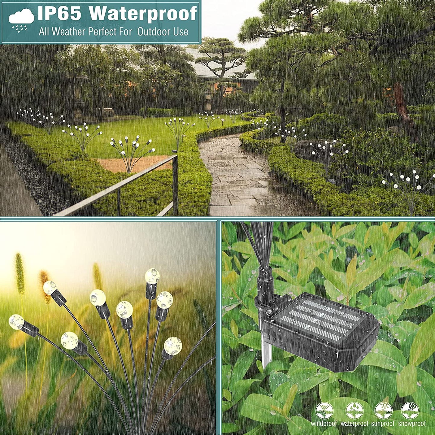 Floroux Lampes de jardin solaires | Effet de balancement | Résistant aux intempéries | Décoration fonctionnant à l'énergie solaire pour l'extérieur