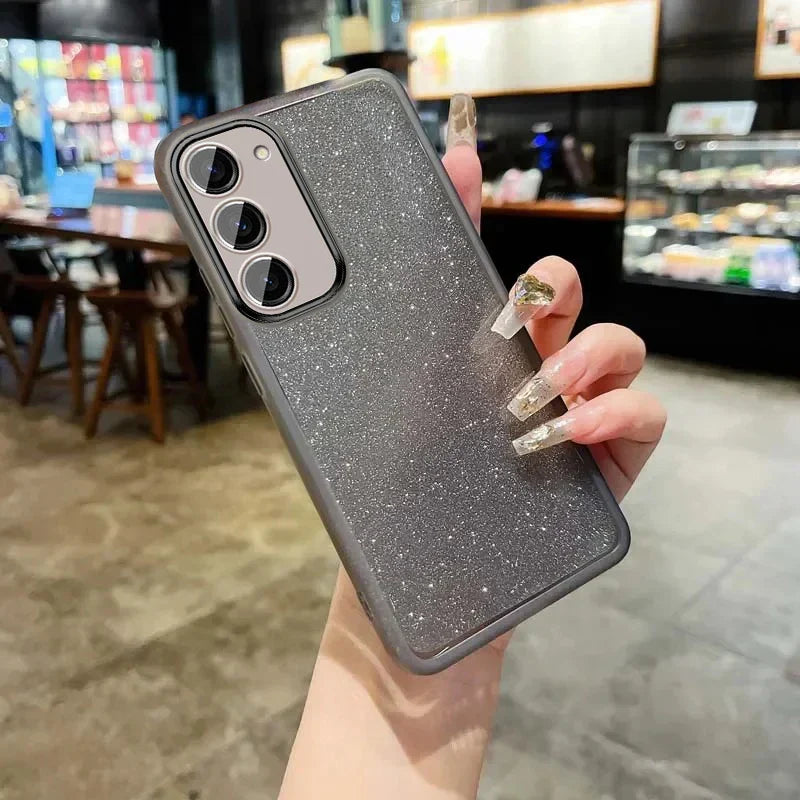 Coque en silicone scintillante de luxe pour Samsung Galaxy S24 S23 S22 S21FE S24Plus S23FE A15 A25 A14 A53 A54 Couverture transparente