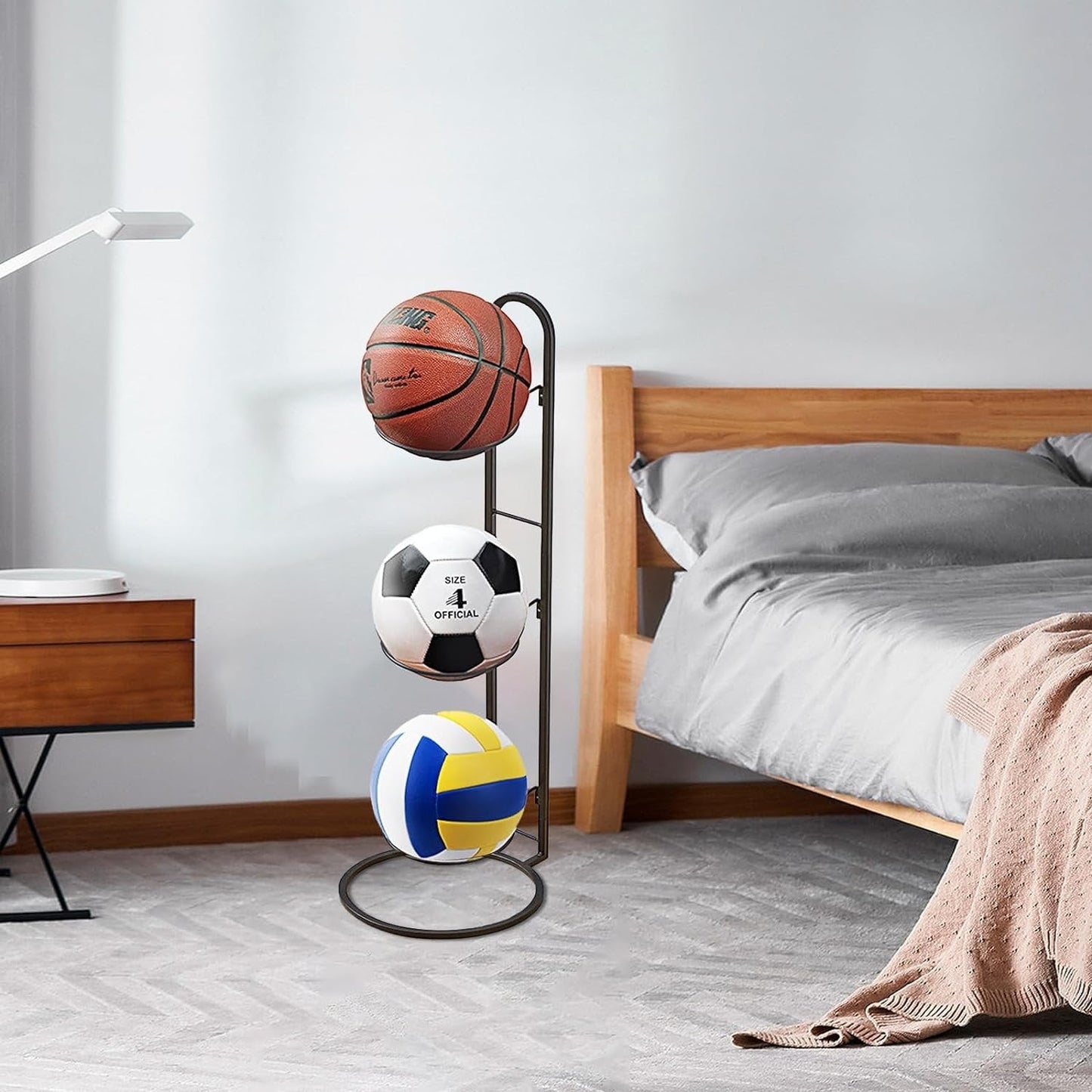 Étagère de rangement élégante pour ballons de sport | Organisateur amovible pour le garage
