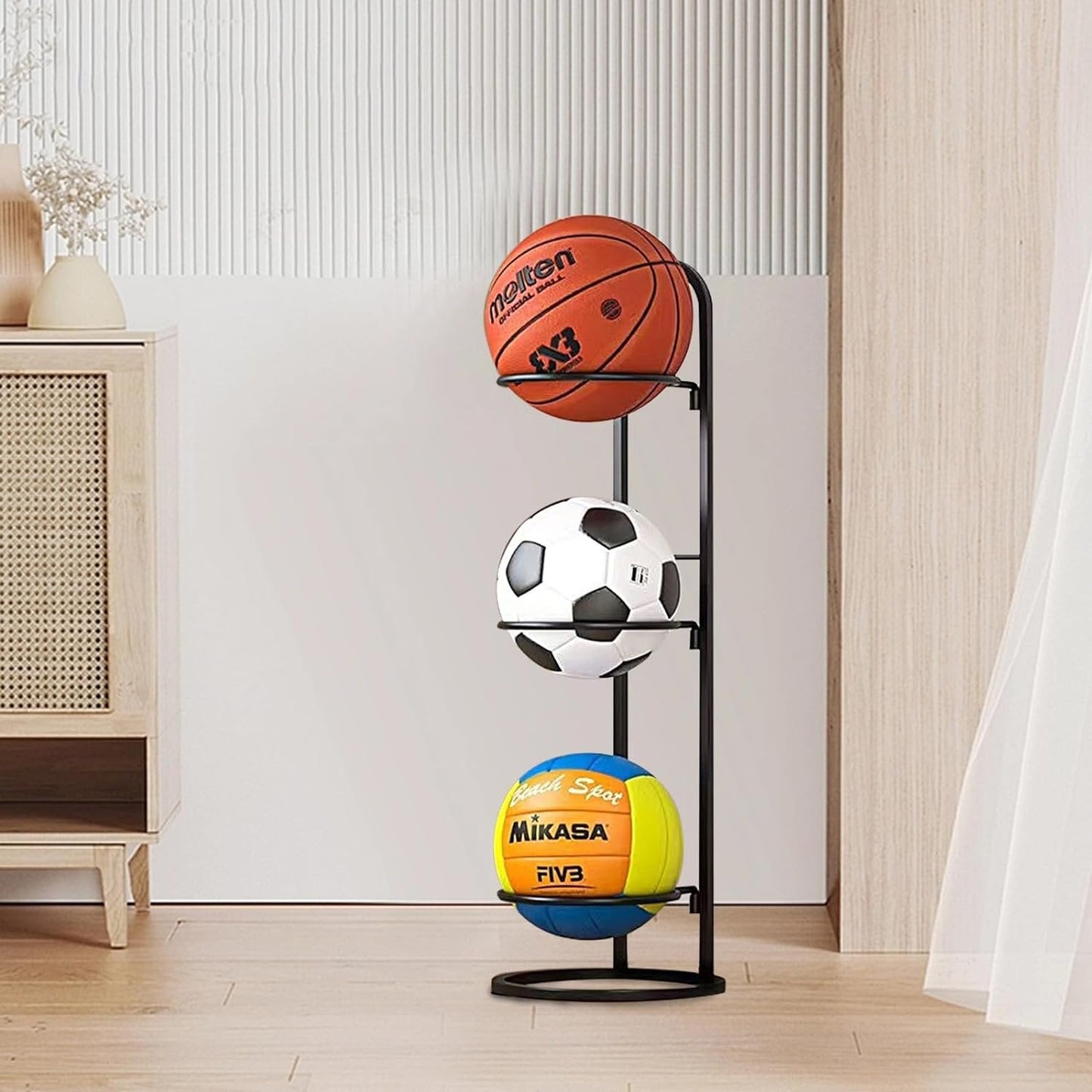 Étagère de rangement élégante pour ballons de sport | Organisateur amovible pour le garage