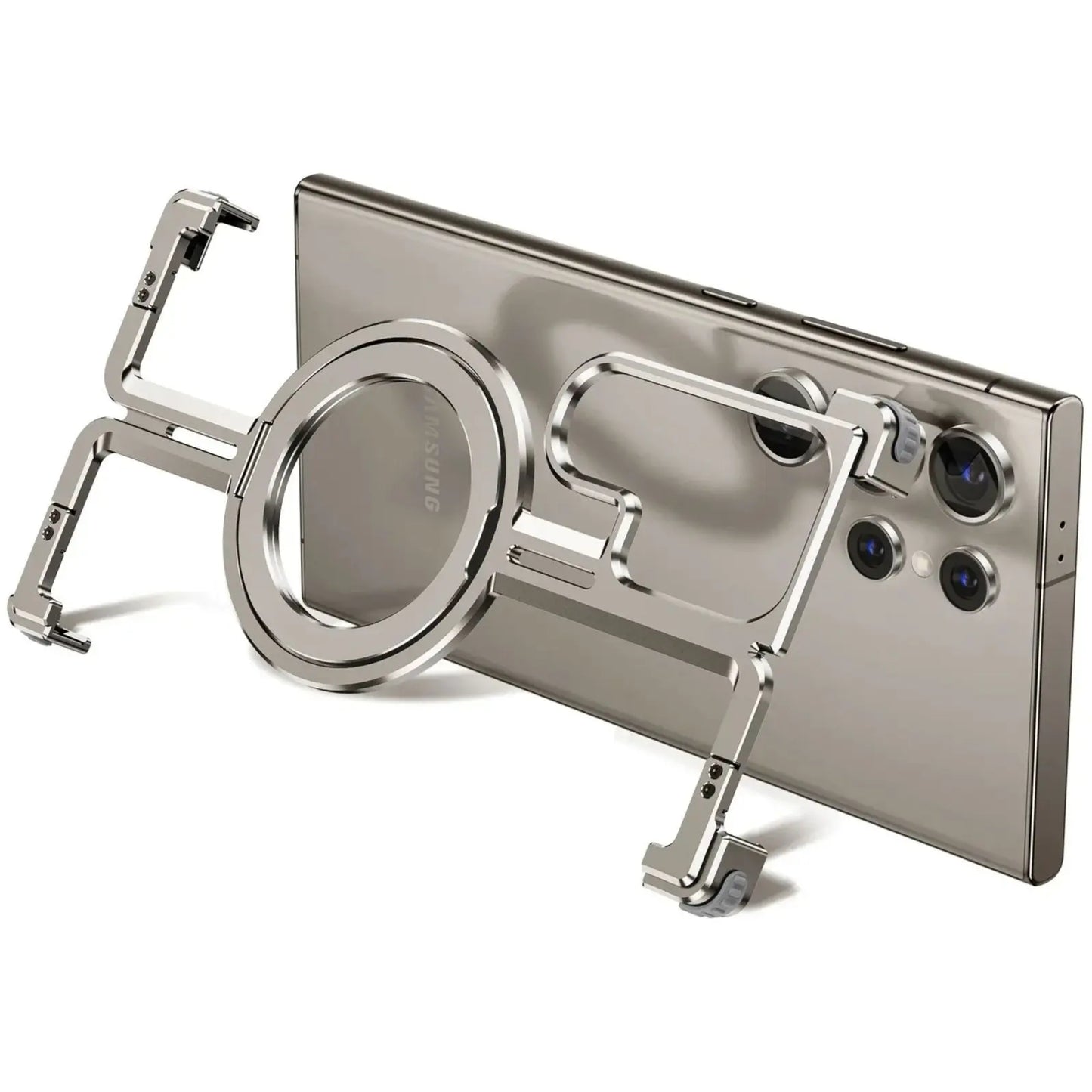 Coque en métal sans cadre Magsafe de luxe avec support à anneau pour Samsung Galaxy S23 S24 Ultra, protection en aluminium, chargement sans fil, refroidissement, anti-choc.