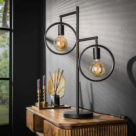 Floroux – Lampe de table industrielle élancée avec doubles points lumineux et finition anthracite