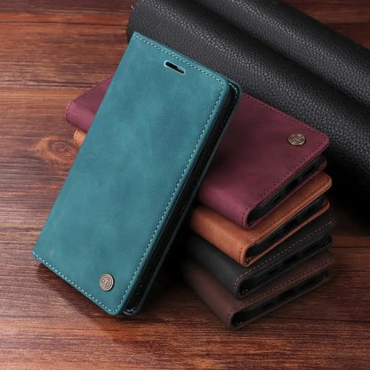 Étui de style portefeuille en cuir de luxe avec support à rabat pour Samsung A15 A05S A05 A52 A53 A54 A34 A33 A32 A73 A72 A51 A71 A31 A14 A13 A12 A23 A22 A50 A70 A30 A21S A02S