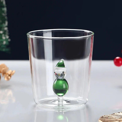 Tasse en verre transparent de Noël avec boîte cadeau en option