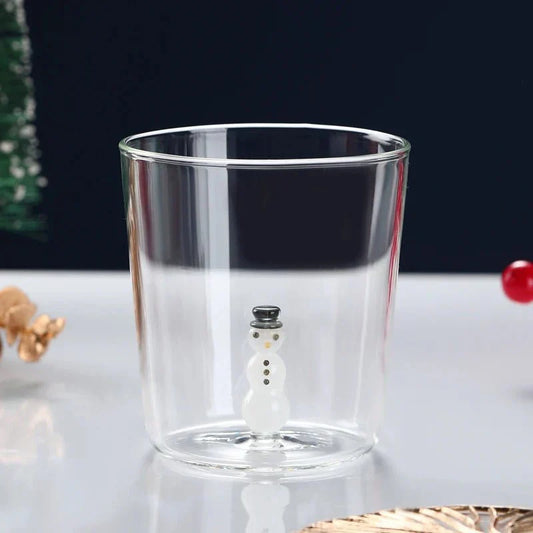 Tasse en verre transparent de Noël avec boîte cadeau en option