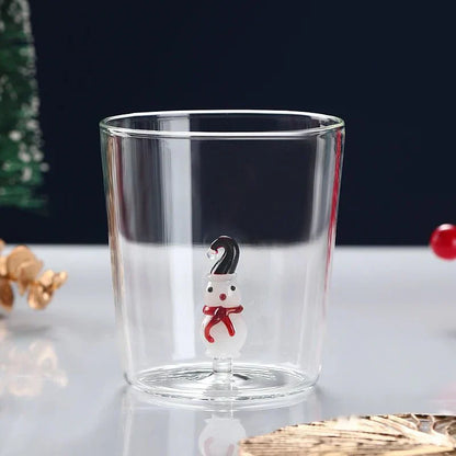 Tasse en verre transparent de Noël avec boîte cadeau en option