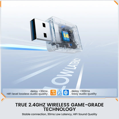 EKSA E1000 Casque de Jeu Bluetooth Sans Fil avec Micro - TWS Réduction de Bruit HiFi Stéréo Dynamique