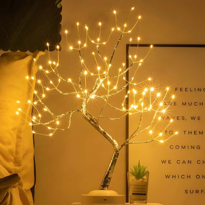 Floroux LED Tree Lights Lamp | Decorative Ambient Light | Copper Wire & Fairy Lights | Wireless Table Lamp for the Home