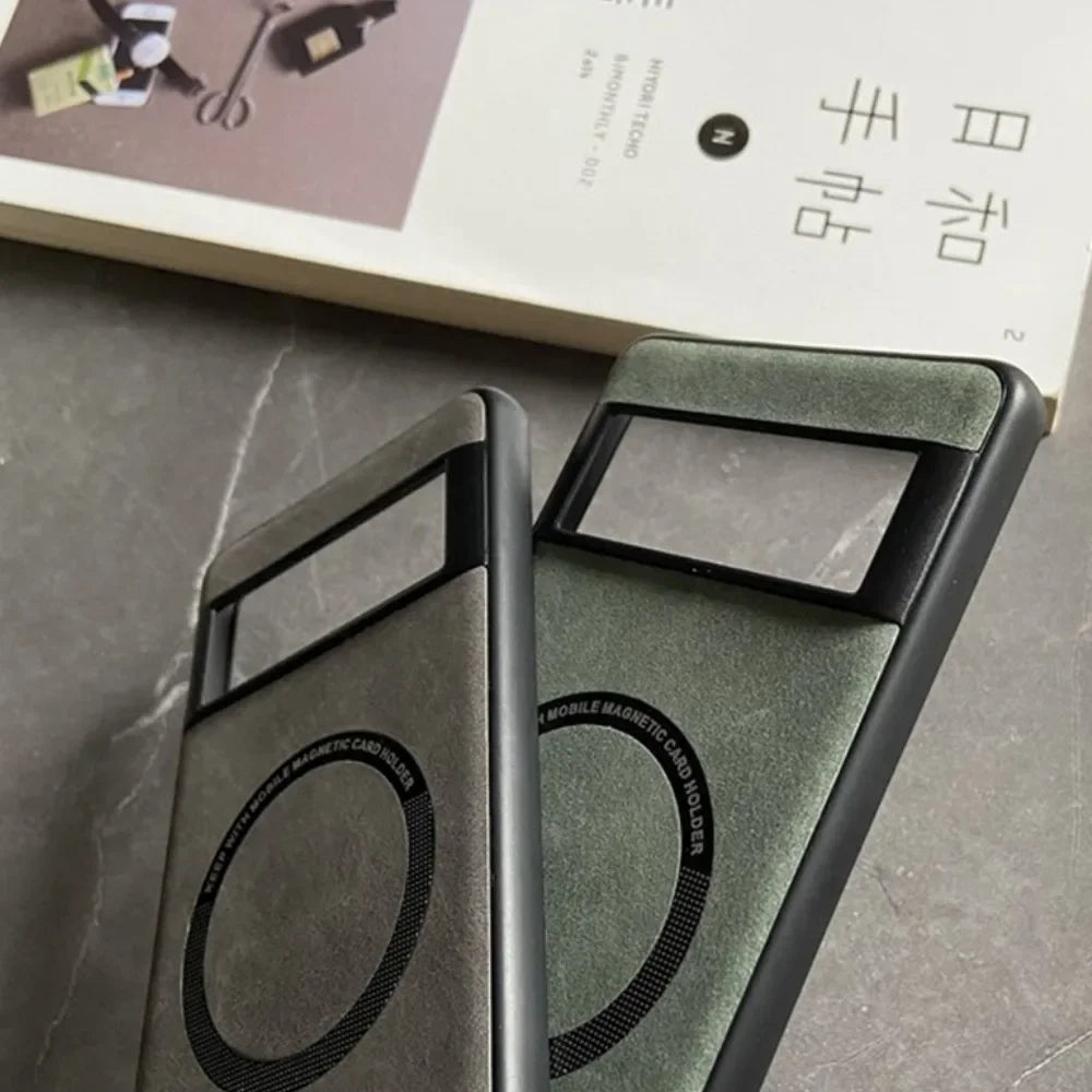 Coque en cuir souple de luxe Magsafe pour Google Pixel 9 7 8 Pro 6 XL 8A 7A 6A, couverture magnétique de protection contre les chocs pour charge sans fil.