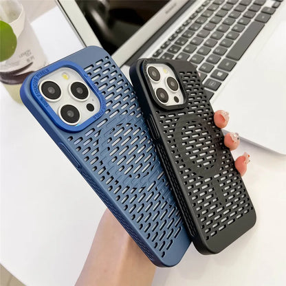 Étui respirant MagSafe pour dissipation de chaleur pour iPhone 15 14 13 12 11 Pro Max Housse de charge sans fil magnétique