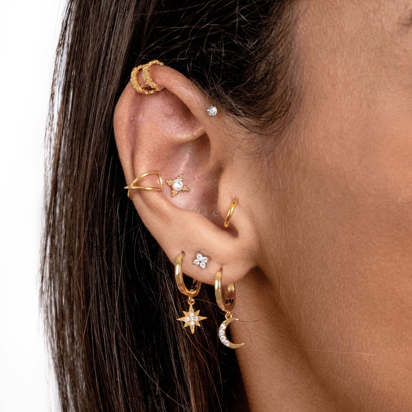 Boucles d'oreilles en forme de lune et d'étoiles envoûtantes - Cosmica