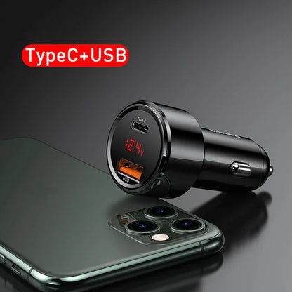 Baseus 45W 2-Port Charge Rapide Prise de Voiture - USB A / Type C Alimentation Livraison PD Chargeur de Téléphone Plug