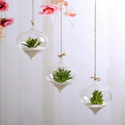 Floroux Hanging Glass Terrarium Vase | Decorative Glass Ball | Plant Container for Home & Office